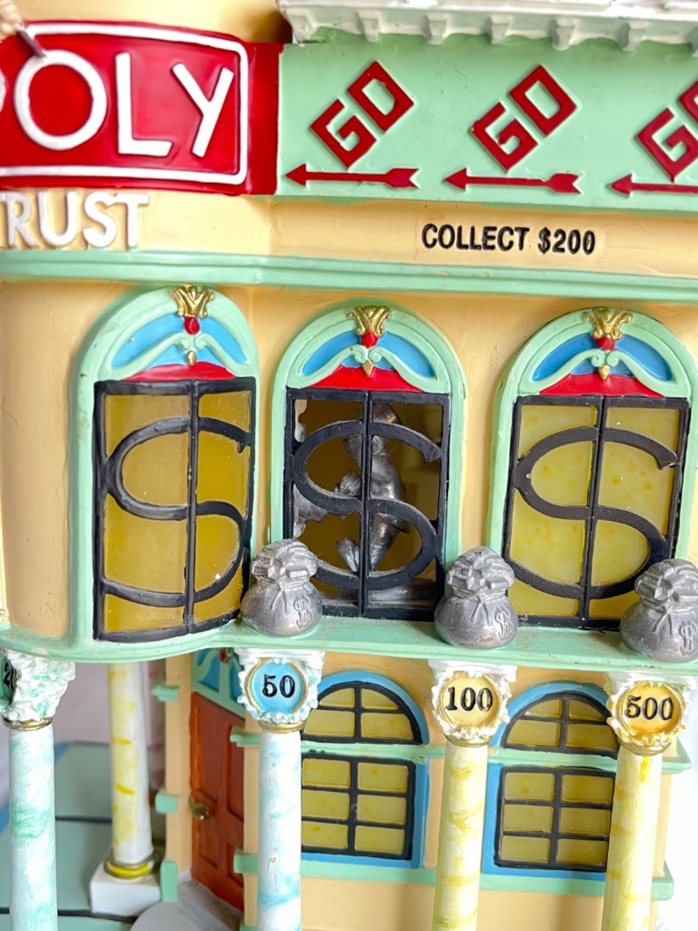 Monopoly Bank & Trust Decorative Building Figurine - Pastel Yellow, Mint, Coral - Picture 4 of 16